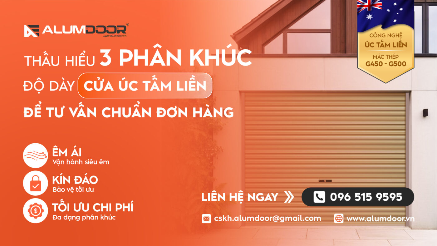 Ba phân khúc độ dày cửa cuốn Úc tấm liền