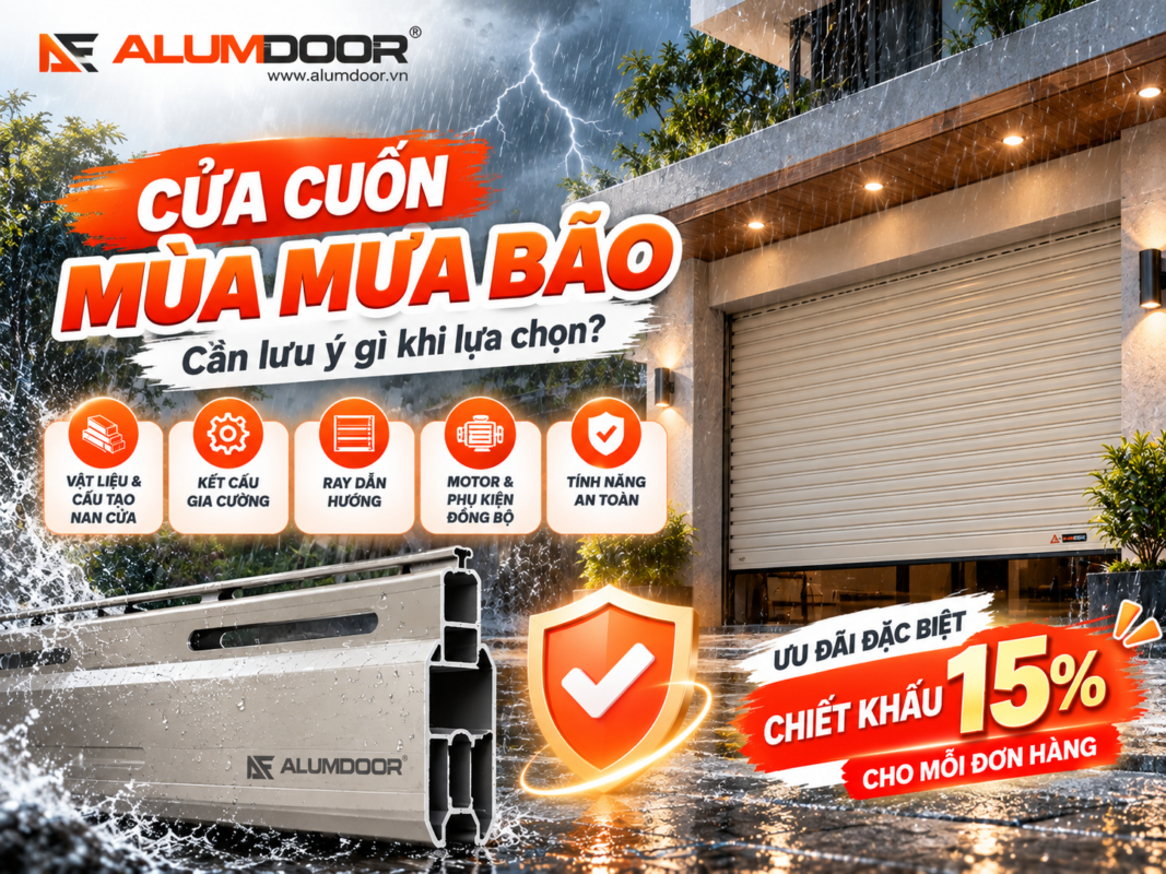 Cửa cuốn mùa mưa bão Alumdoor